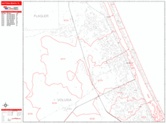 Daytona Beach Digital Map Red Line Style